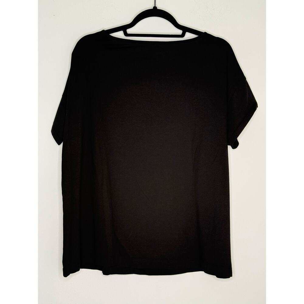 J.Jill Lux Supima Short Sleeve T- Shirt Black Round Neck Size 1X Plus Classic - Picture 2 of 5